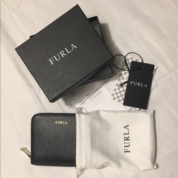 Furla Handbags - Furla Babylon black leather small classic gold zipper zip around wallet